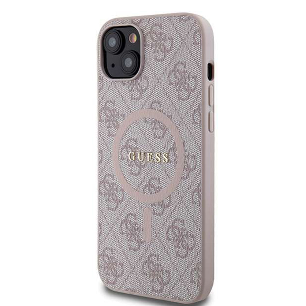 Capa MagSafe para Apple iPhone 14, Guess, 4G Ring Classic Logo, Rosa