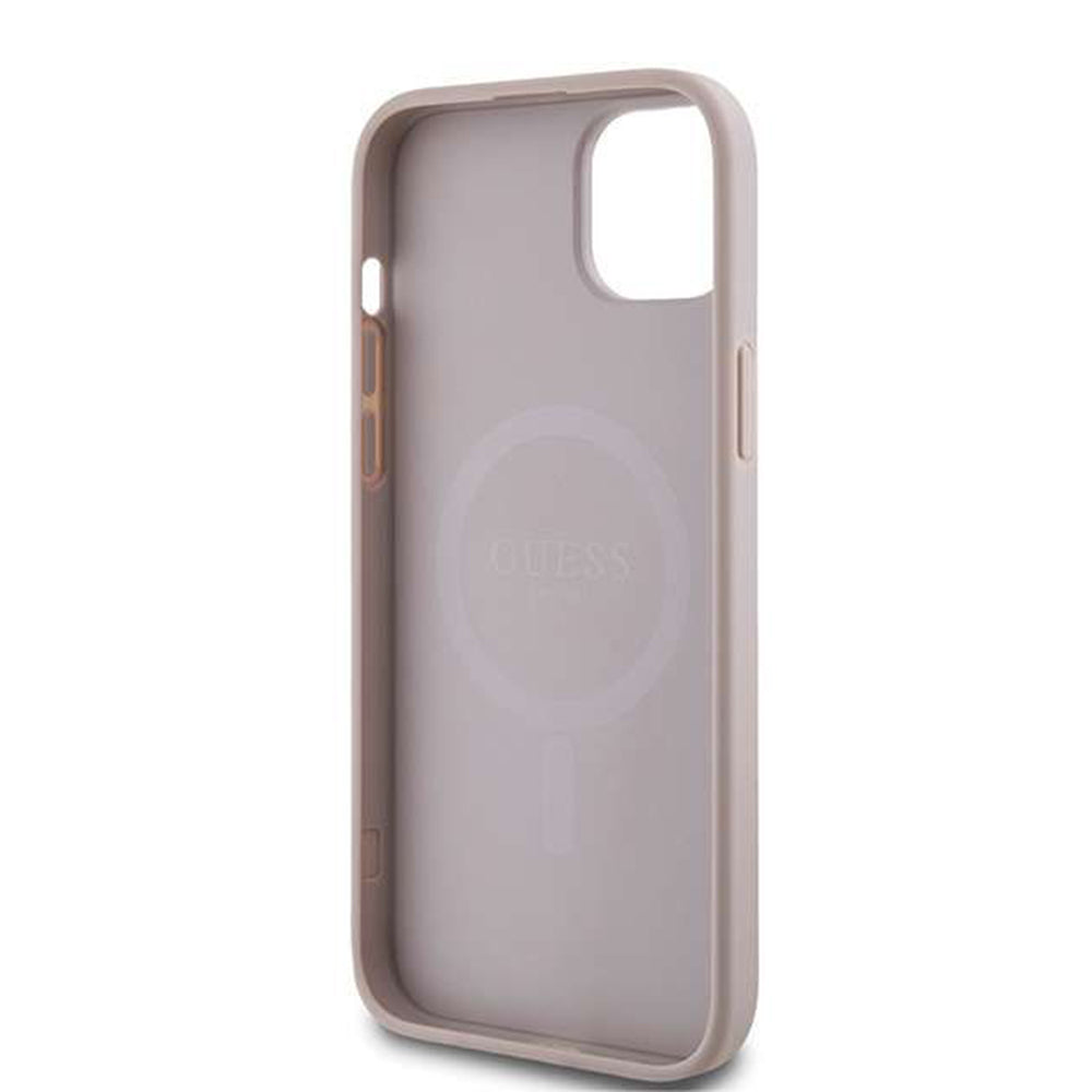 Capa MagSafe para Apple iPhone 14, Guess, 4G Ring Classic Logo, Rosa