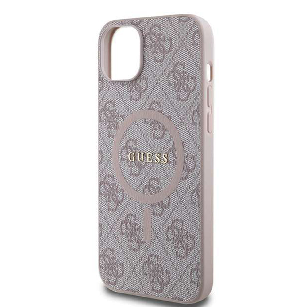 Capa MagSafe para Apple iPhone 14, Guess, 4G Ring Classic Logo, Rosa