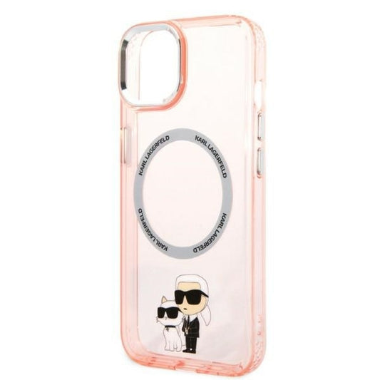 Capa MagSafe para Apple iPhone 14, Karl Lagerfeld, Ikonik Karl & Choupette, Rosa