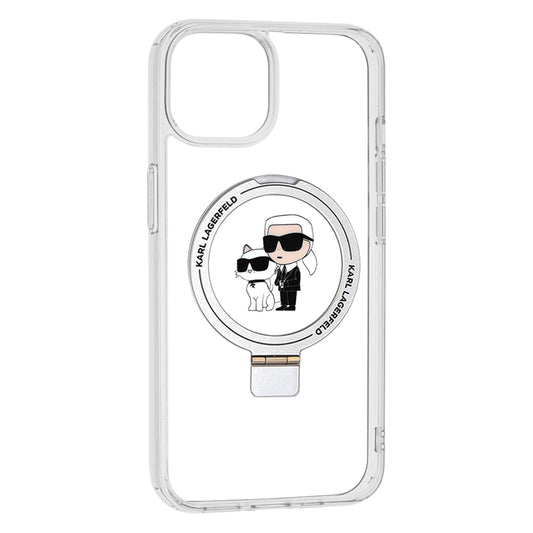 Capa MagSafe para Apple iPhone 14, Karl Lagerfeld, Ring Stand Karl & Choupette, Branca