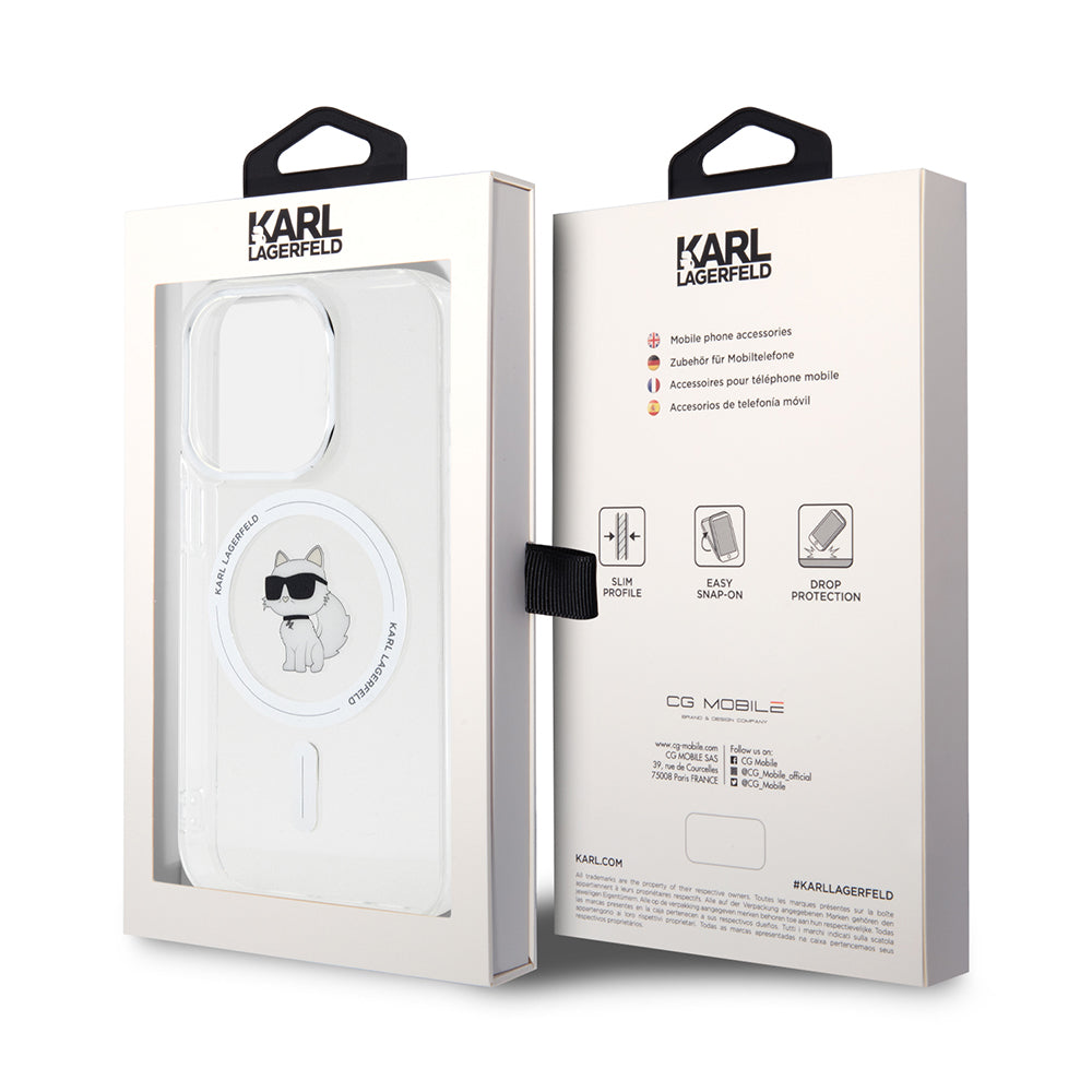 Capa MagSafe para Apple iPhone 14 Pro, Karl Lagerfeld, IML Choupette, Transparente