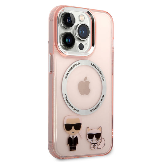 Capa MagSafe para Apple iPhone 14 Pro, Karl Lagerfeld, Karl & Choupette Aluminium, Rosa