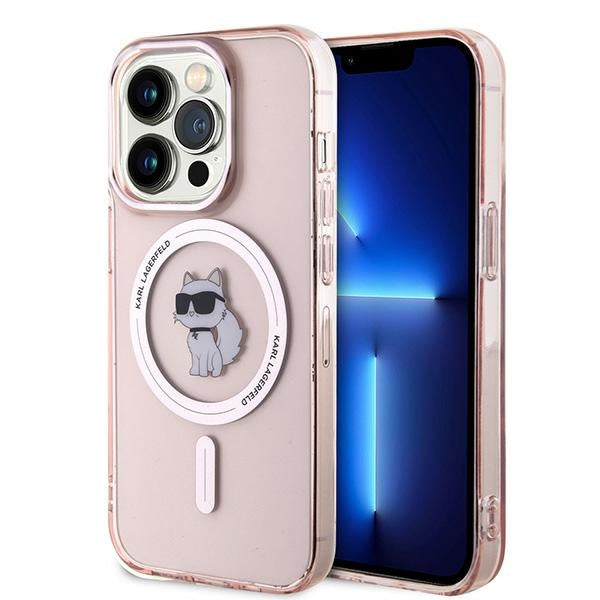 Capa MagSafe para Apple iPhone 14 Pro Max, Karl Lagerfeld, IML Choupette, Rosa