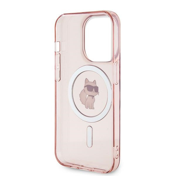 Capa MagSafe para Apple iPhone 14 Pro Max, Karl Lagerfeld, IML Choupette, Rosa