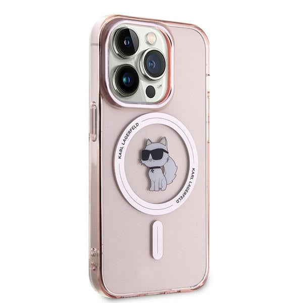 Capa MagSafe para Apple iPhone 14 Pro Max, Karl Lagerfeld, IML Choupette, Rosa