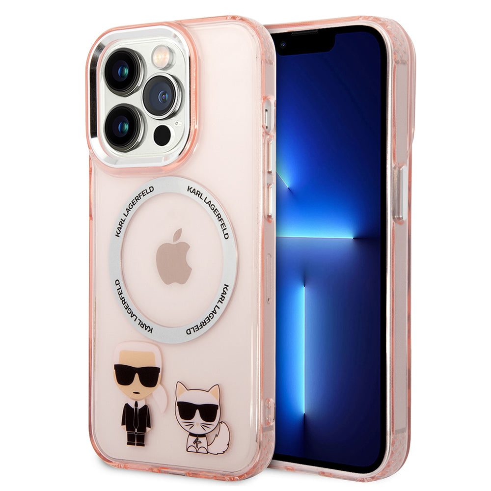 Capa MagSafe para Apple iPhone 14 Pro Max, Karl Lagerfeld, Karl & Choupette Aluminium, Rosa