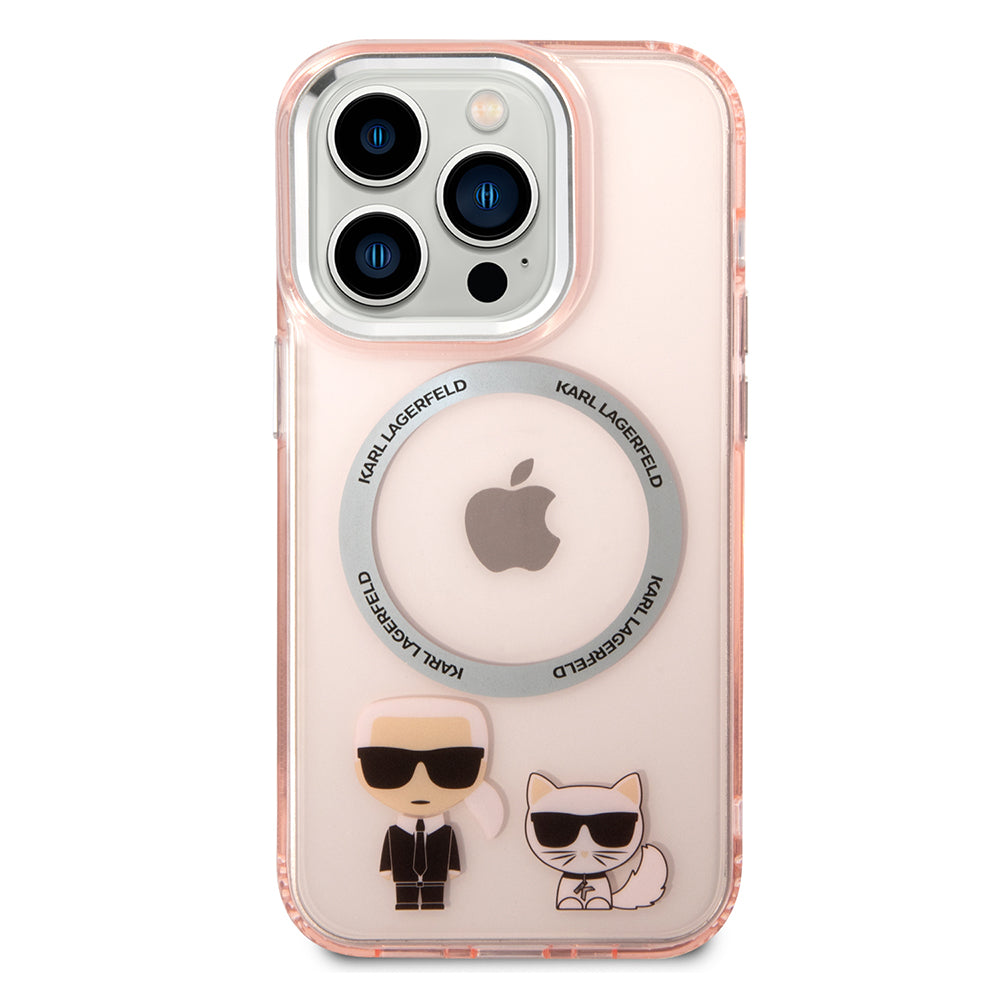 Capa MagSafe para Apple iPhone 14 Pro Max, Karl Lagerfeld, Karl & Choupette Aluminium, Rosa