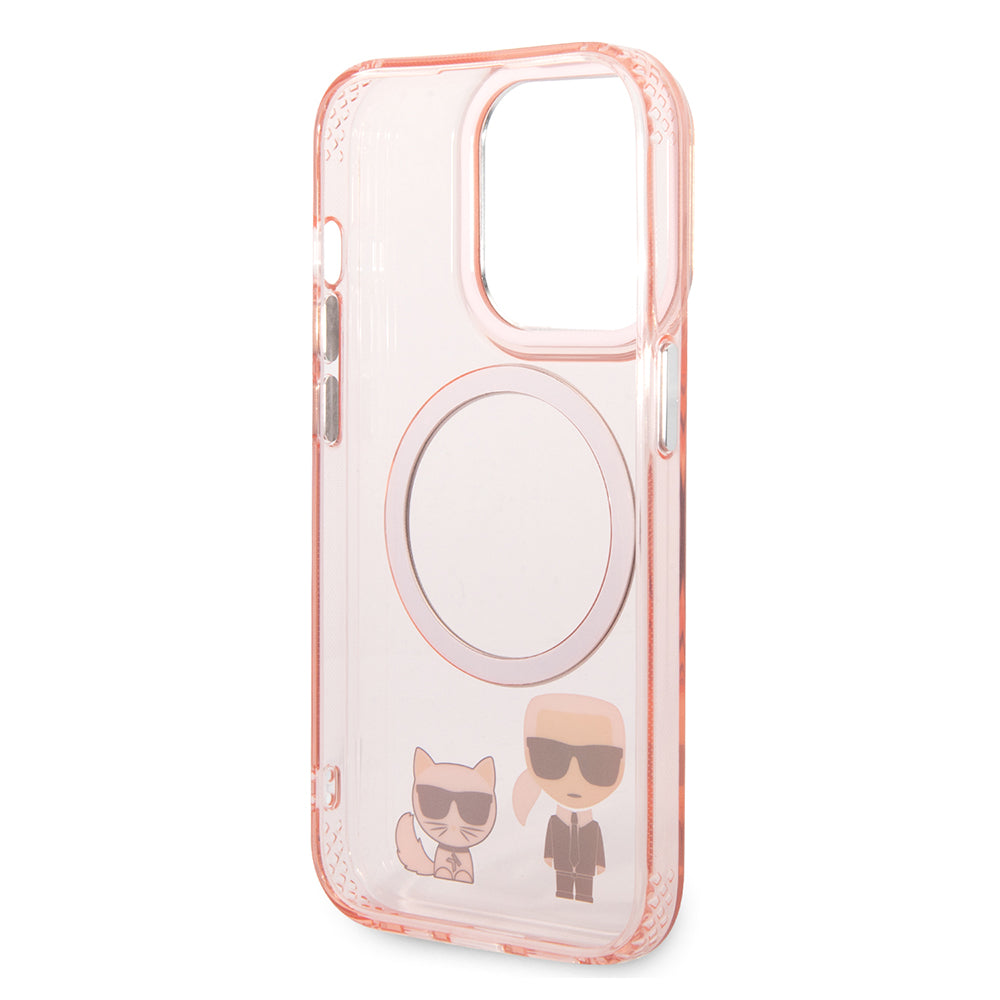 Capa MagSafe para Apple iPhone 14 Pro Max, Karl Lagerfeld, Karl & Choupette Aluminium, Rosa