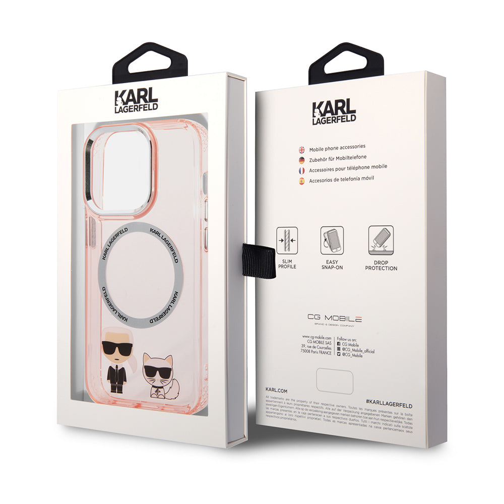 Capa MagSafe para Apple iPhone 14 Pro Max, Karl Lagerfeld, Karl & Choupette Aluminium, Rosa