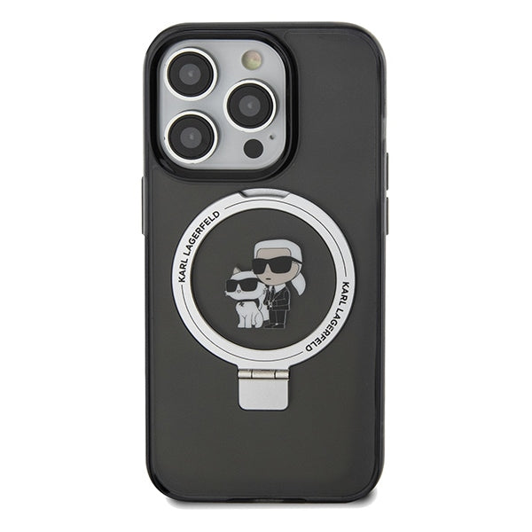MagSafe Case for Apple iPhone 14 Pro Max, Karl Lagerfeld, Ring Stand Karl & Choupette, Black