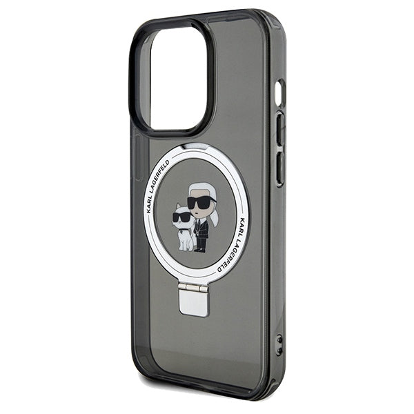MagSafe Case for Apple iPhone 14 Pro Max, Karl Lagerfeld, Ring Stand Karl & Choupette, Black