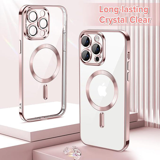 Capa MagSafe para Apple iPhone 14 Pro Max, Techsuit, Luxury Crystal, Rosa