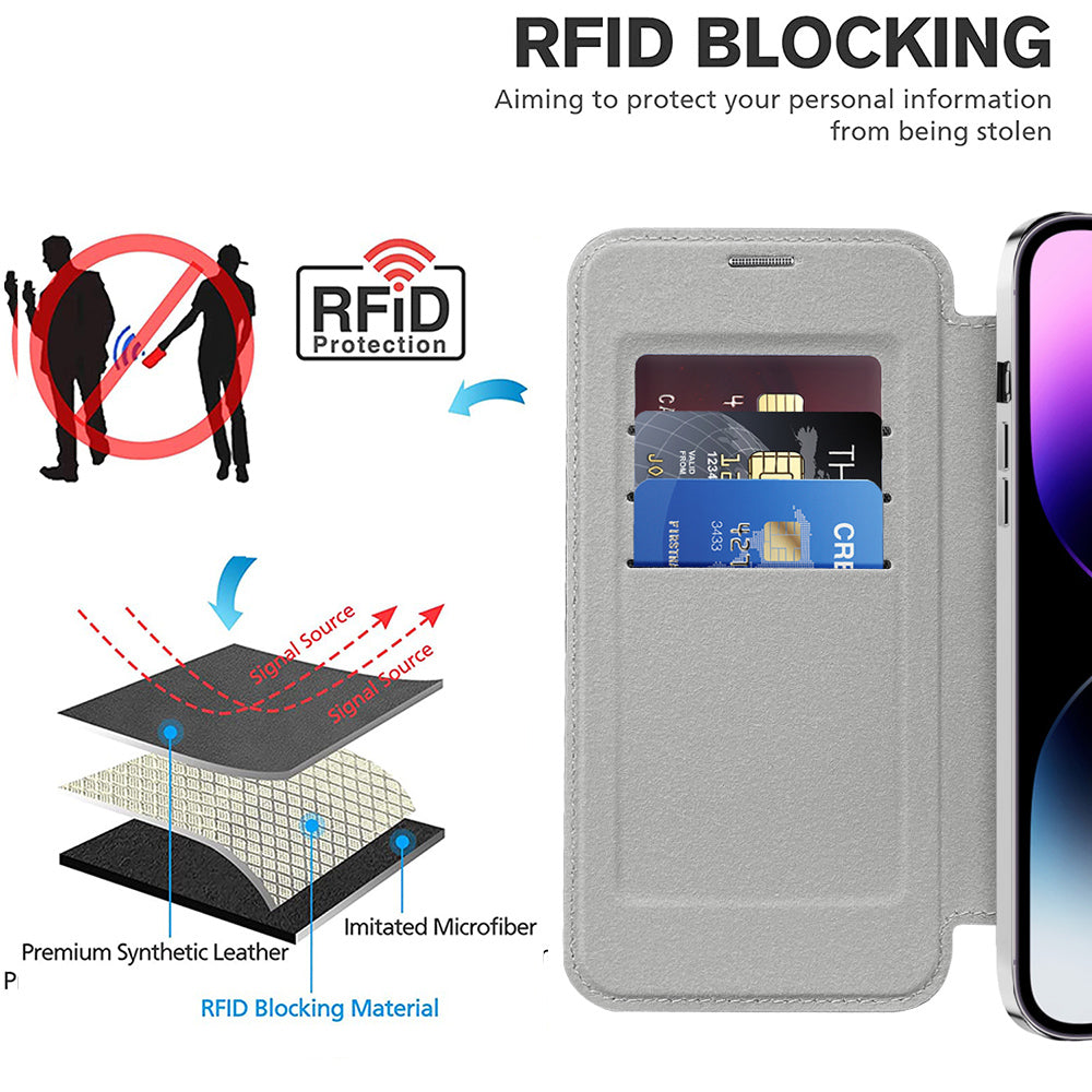 Capa MagSafe para Apple iPhone 14 Pro Max, Techsuit, SmartMag Book, Cinzento