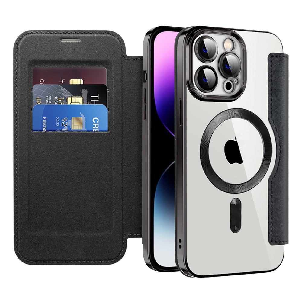 Capa MagSafe para Apple iPhone 14 Pro Max, Techsuit, SmartMag Book, Preta