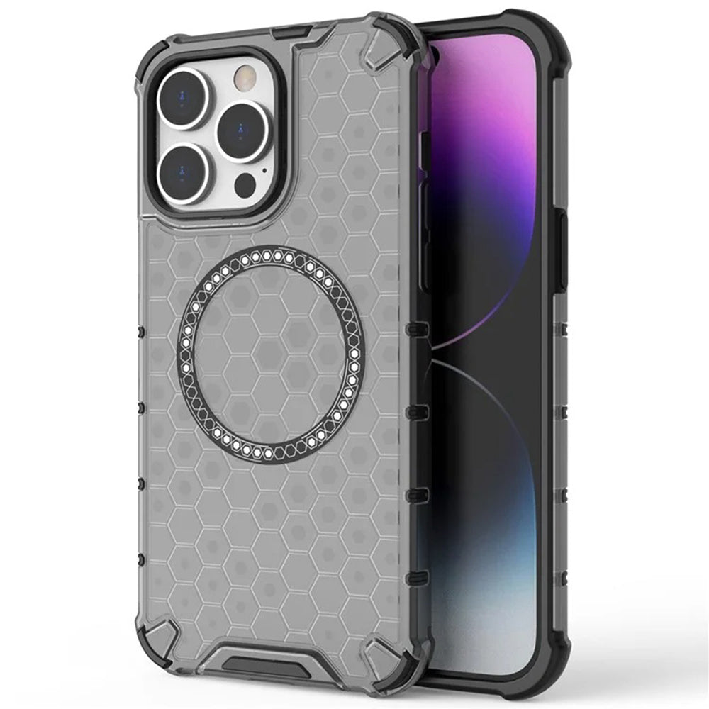 Capa MagSafe para Apple iPhone 14 Pro, Techsuit, HoneyComb Shield, Branca