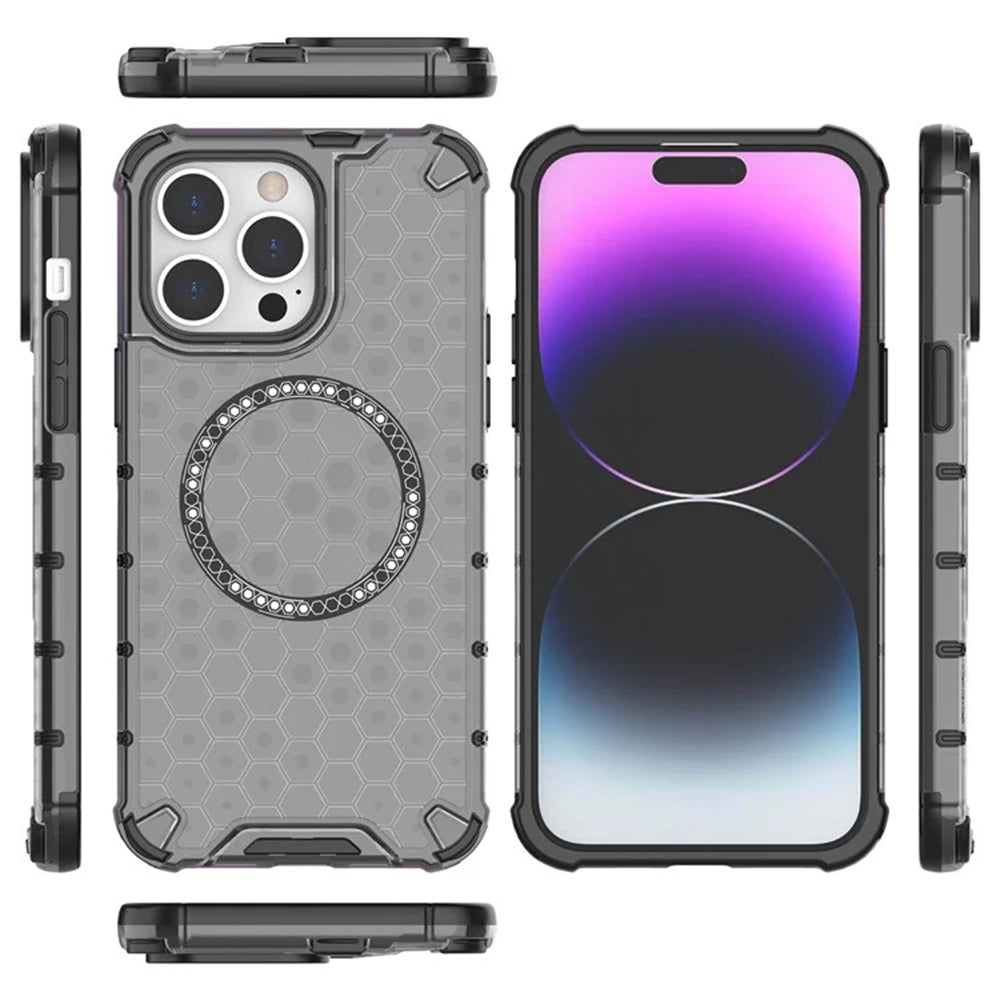 Capa MagSafe para Apple iPhone 14 Pro, Techsuit, HoneyComb Shield, Branca