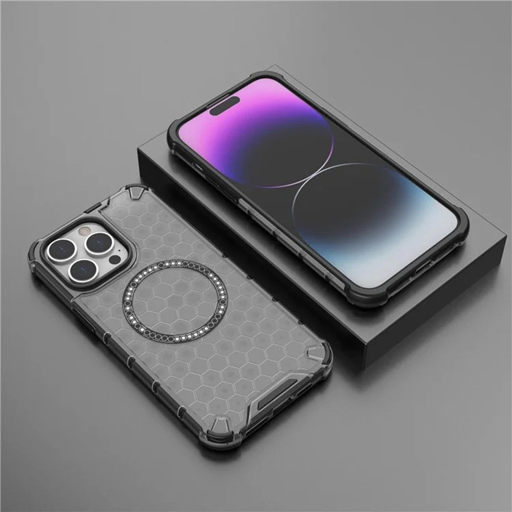 Capa MagSafe para Apple iPhone 14 Pro, Techsuit, HoneyComb Shield, Branca