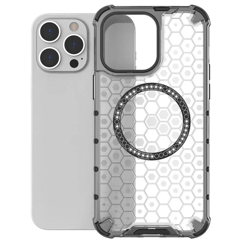 Capa MagSafe para Apple iPhone 14 Pro, Techsuit, HoneyComb Shield, Preta