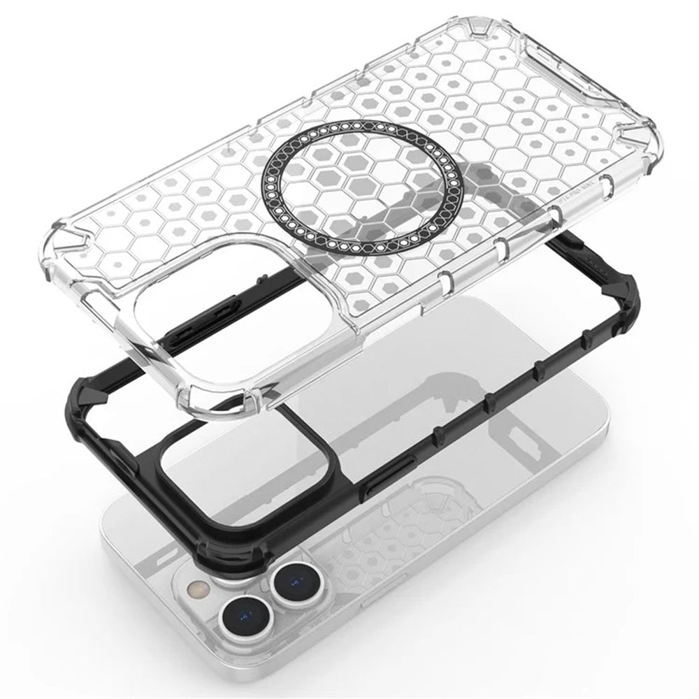 Capa MagSafe para Apple iPhone 14 Pro, Techsuit, HoneyComb Shield, Preta