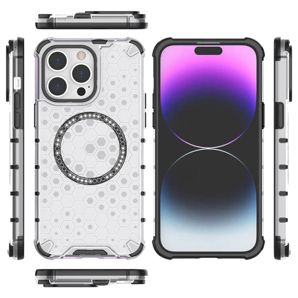 Capa MagSafe para Apple iPhone 14 Pro, Techsuit, HoneyComb Shield, Preta