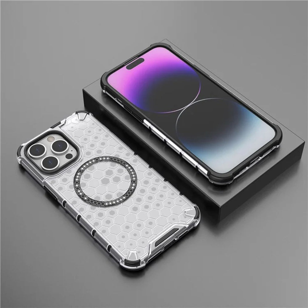 Capa MagSafe para Apple iPhone 14 Pro, Techsuit, HoneyComb Shield, Preta