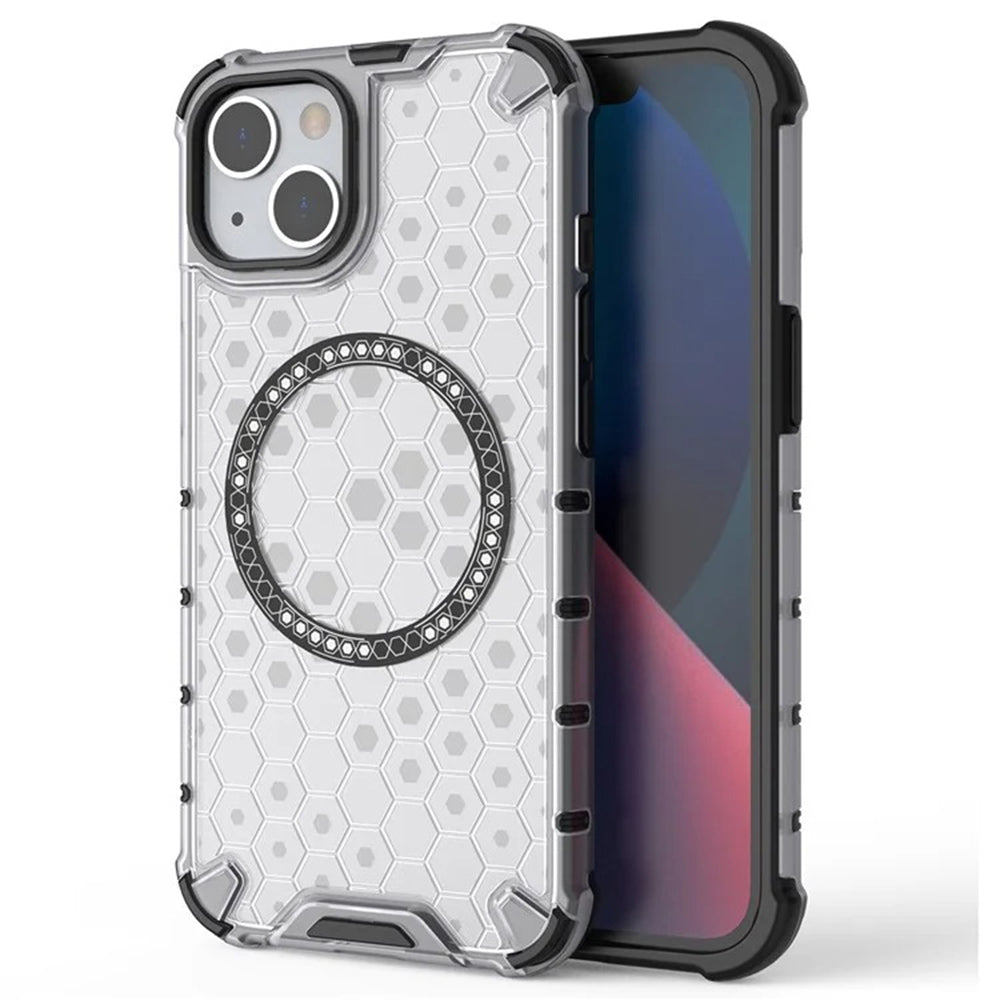 Capa MagSafe para Apple iPhone 14, Techsuit, HoneyComb Shield, Branca