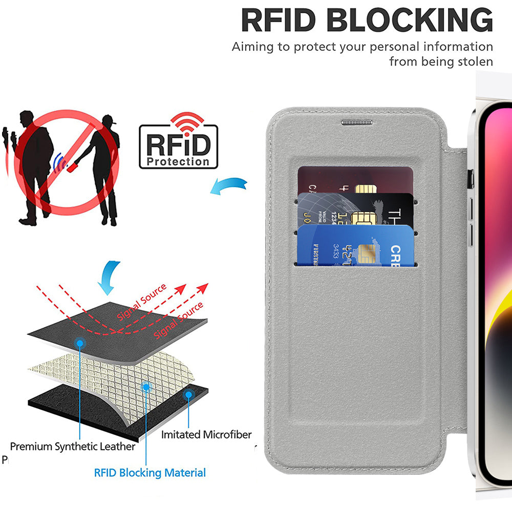 Capa MagSafe para Apple iPhone 14, Techsuit, SmartMag Book, Cinzento
