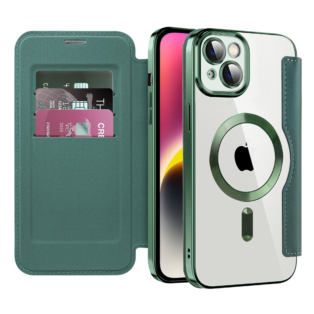 Capa MagSafe para Apple iPhone 14, Techsuit, SmartMag Book, Verde