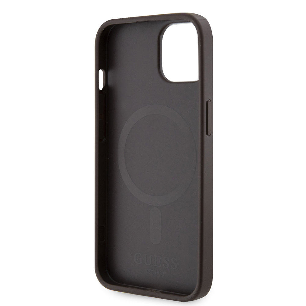 Capa MagSafe para Apple iPhone 15, Guess, 4G Printed Stripes, Marrom