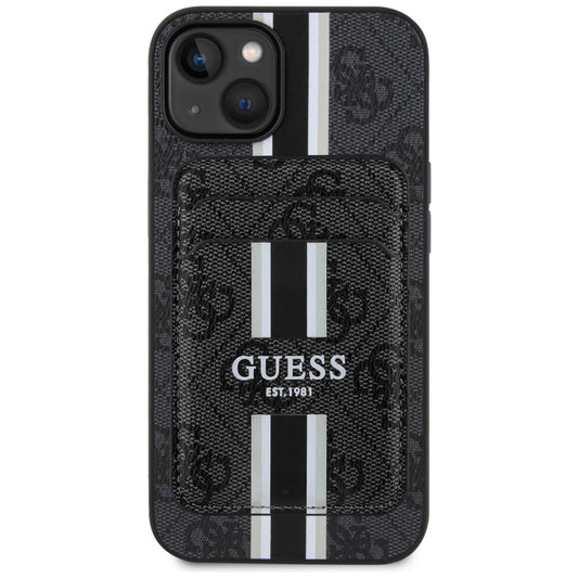 Capa MagSafe para Apple iPhone 15, Guess, Cardslot 4G Stripes, Preta.