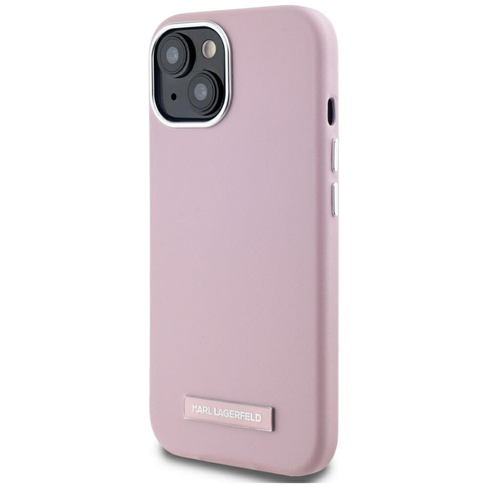Capa MagSafe para Apple iPhone 15, Karl Lagerfeld, FW Metal Plate, Rosa