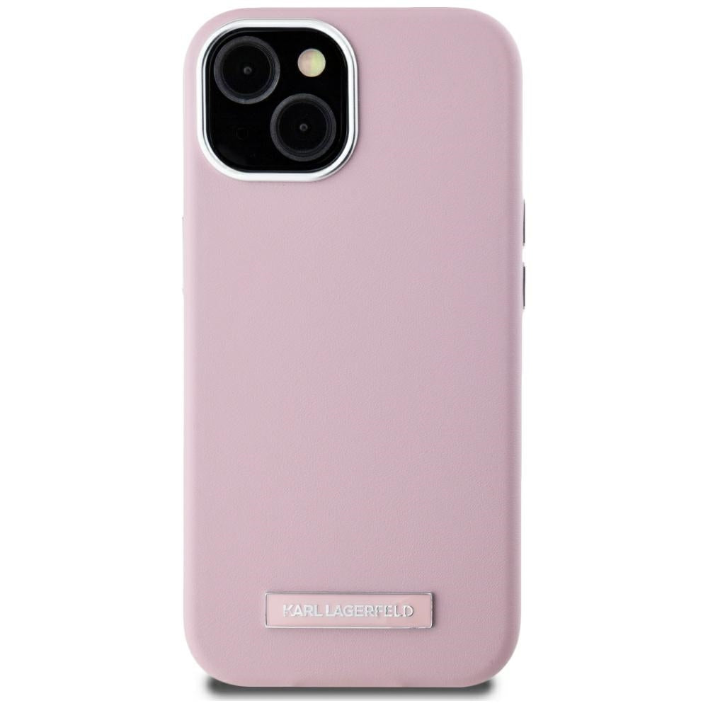 Capa MagSafe para Apple iPhone 15, Karl Lagerfeld, FW Metal Plate, Rosa