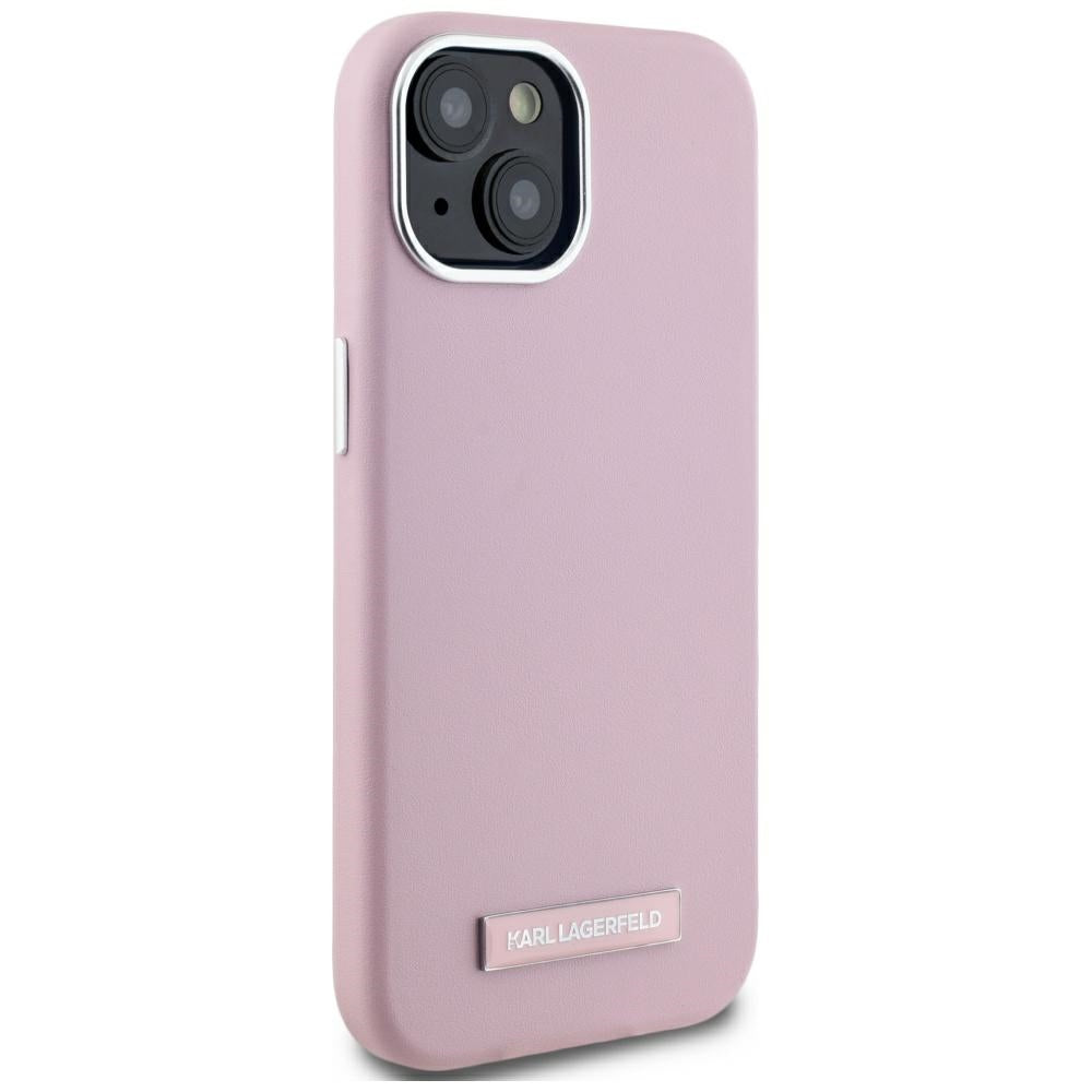 Capa MagSafe para Apple iPhone 15, Karl Lagerfeld, FW Metal Plate, Rosa