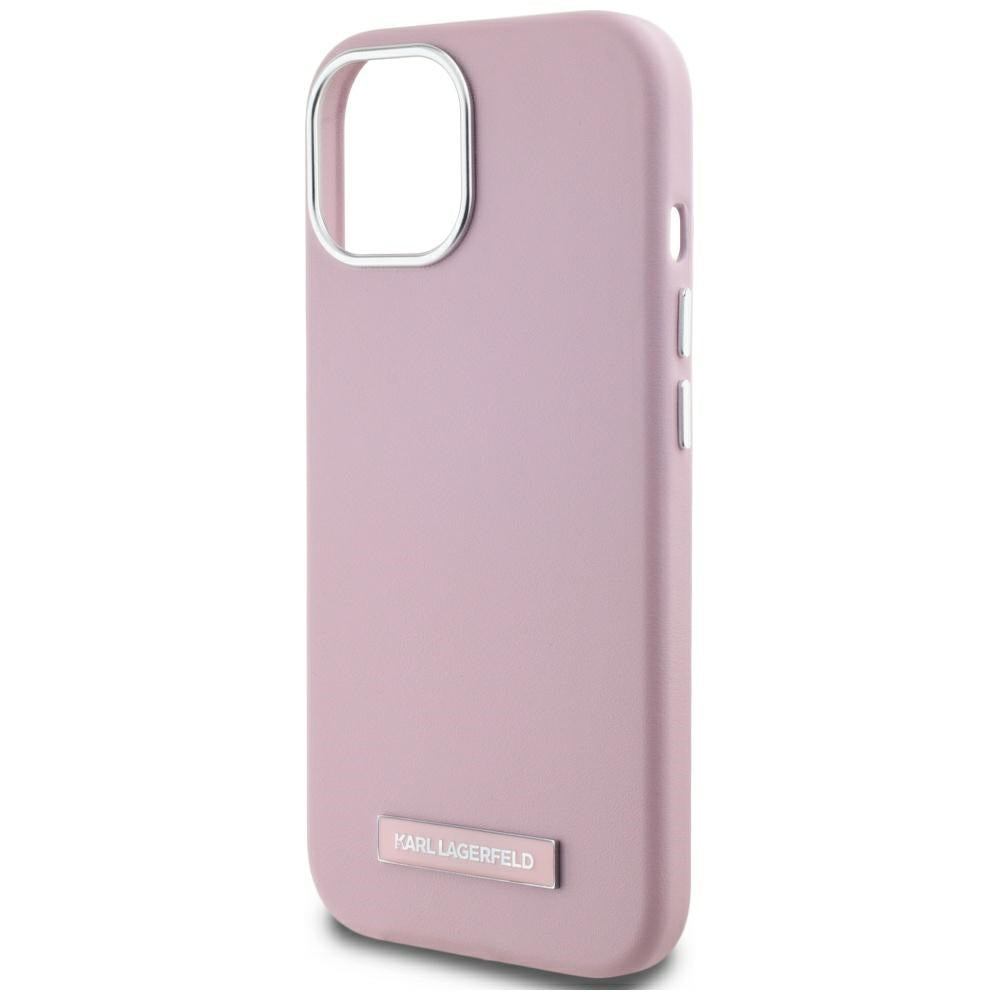 Capa MagSafe para Apple iPhone 15, Karl Lagerfeld, FW Metal Plate, Rosa