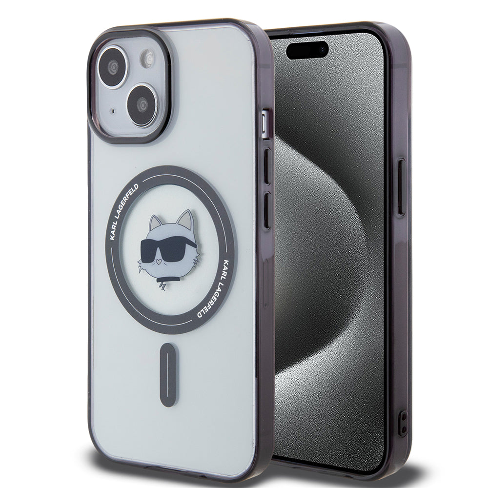 Capa MagSafe para Apple iPhone 15, Karl Lagerfeld, IML Choupette's Head, Transparente