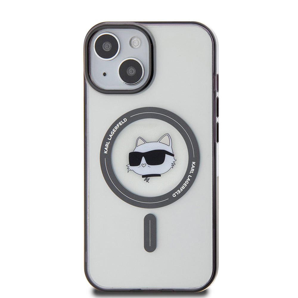 Capa MagSafe para Apple iPhone 15, Karl Lagerfeld, IML Choupette's Head, Transparente