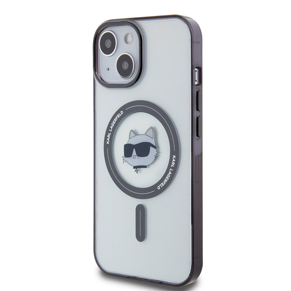Capa MagSafe para Apple iPhone 15, Karl Lagerfeld, IML Choupette's Head, Transparente