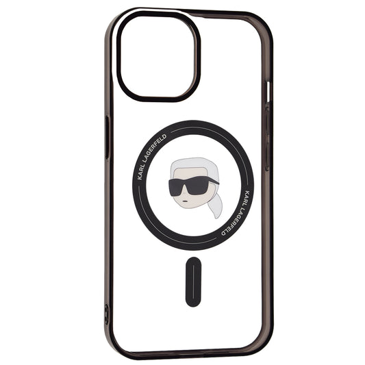 Capa MagSafe para Apple iPhone 15, Karl Lagerfeld, IML Karl's Head, Transparente