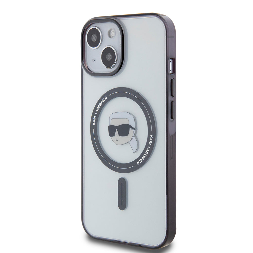Capa MagSafe para Apple iPhone 15, Karl Lagerfeld, IML Karl's Head, Transparente