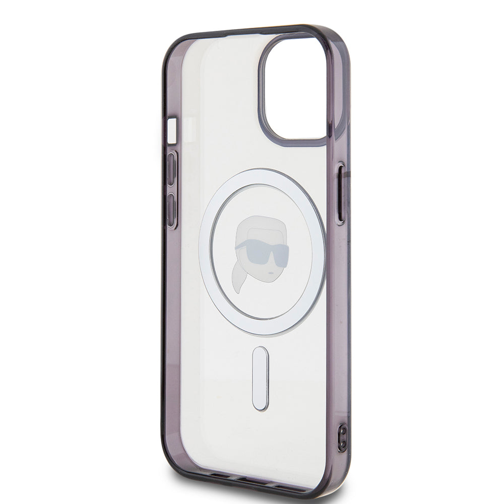 Capa MagSafe para Apple iPhone 15, Karl Lagerfeld, IML Karl's Head, Transparente