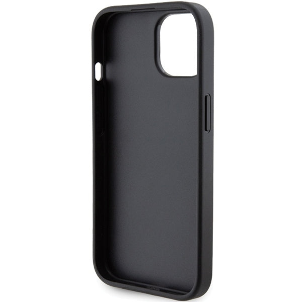 Capa MagSafe para Apple iPhone 15, Karl Lagerfeld, Saffiano Gripstand Karl & Choupette, Preta