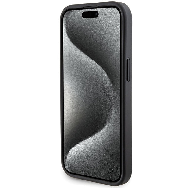 Capa MagSafe para Apple iPhone 15, Karl Lagerfeld, Saffiano Gripstand Karl & Choupette, Preta