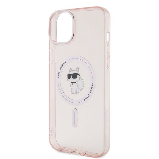 Capa MagSafe para Apple iPhone 15 Plus / 14 Plus, Karl Lagerfeld, IML Choupette, Rosa
