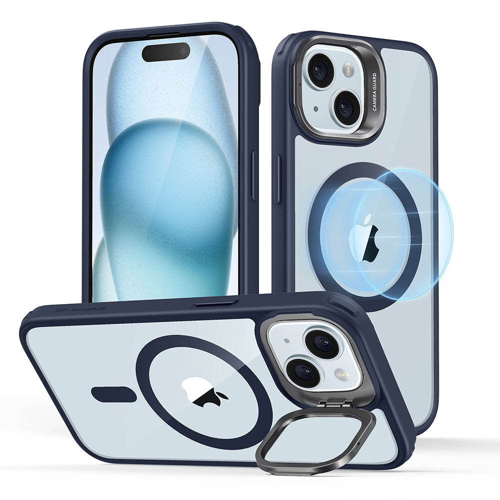 Capa MagSafe para Apple iPhone 15 Plus, ESR, Classic Hybrid Kickstand, Azul Marinho Transparente