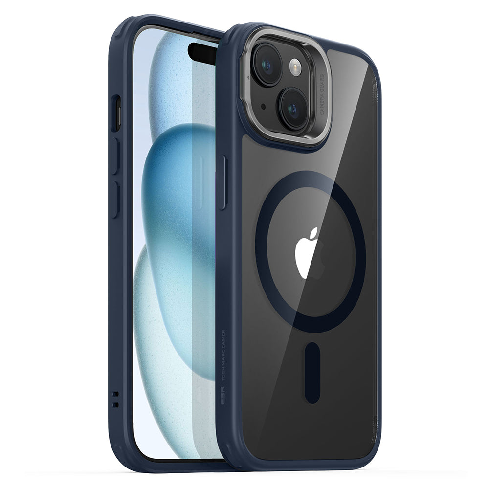 Capa MagSafe para Apple iPhone 15 Plus, ESR, Classic Hybrid Kickstand, Azul Marinho Transparente