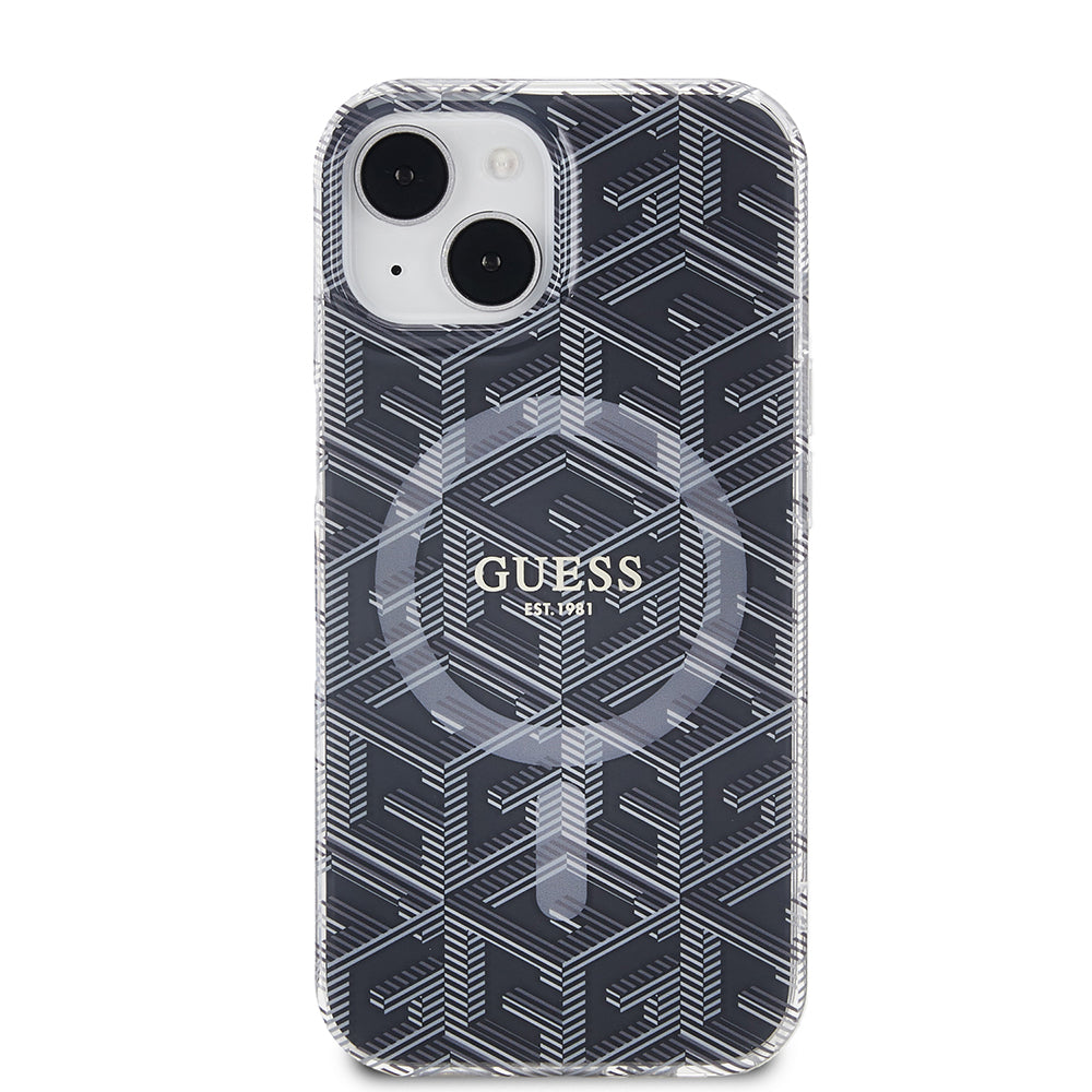 Capa MagSafe para Apple iPhone 15 Plus, Guess, IML Gcube, Preta