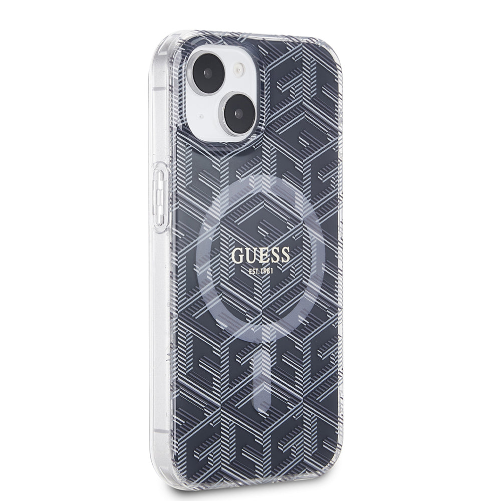 Capa MagSafe para Apple iPhone 15 Plus, Guess, IML Gcube, Preta