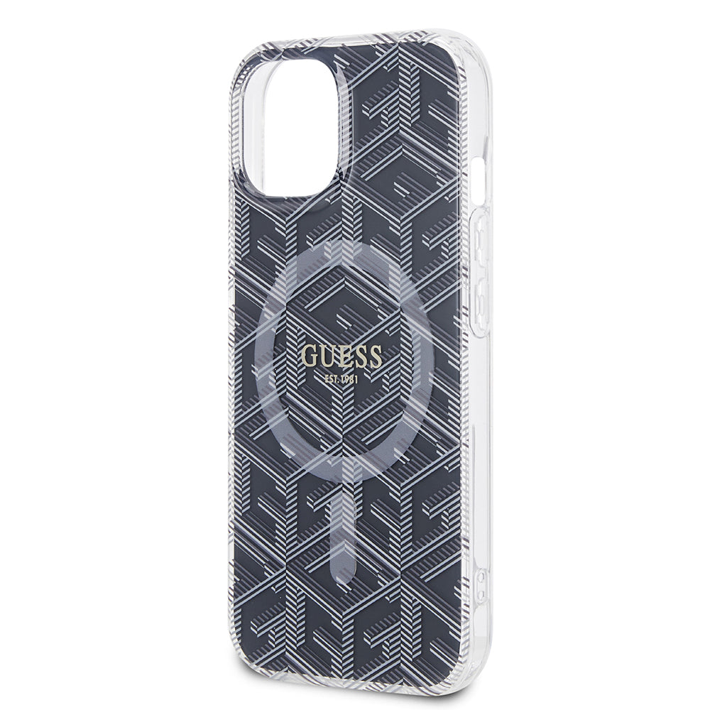 Capa MagSafe para Apple iPhone 15 Plus, Guess, IML Gcube, Preta