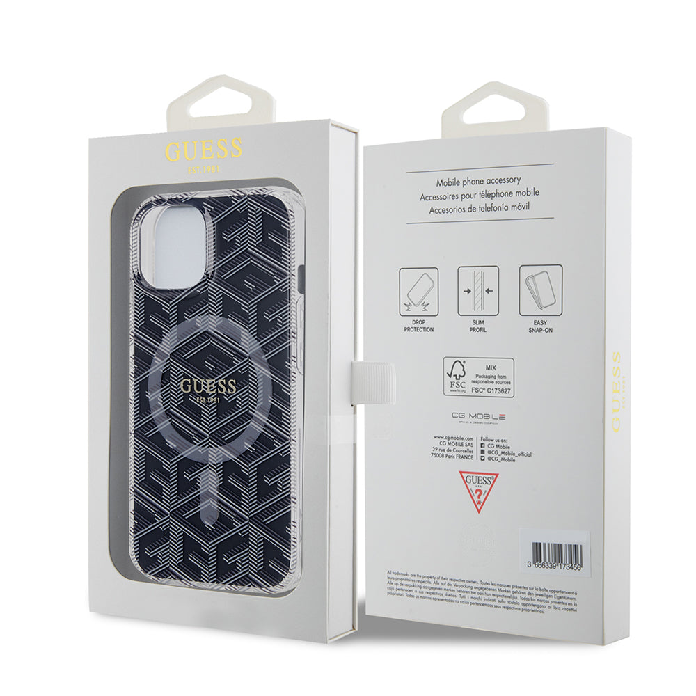 Capa MagSafe para Apple iPhone 15 Plus, Guess, IML Gcube, Preta
